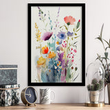 Colorful Wildflower Art, Bright Floral Watercolor Flowers V2 Framed Art Prints Wall Decor, Framed Picture, Large Picture