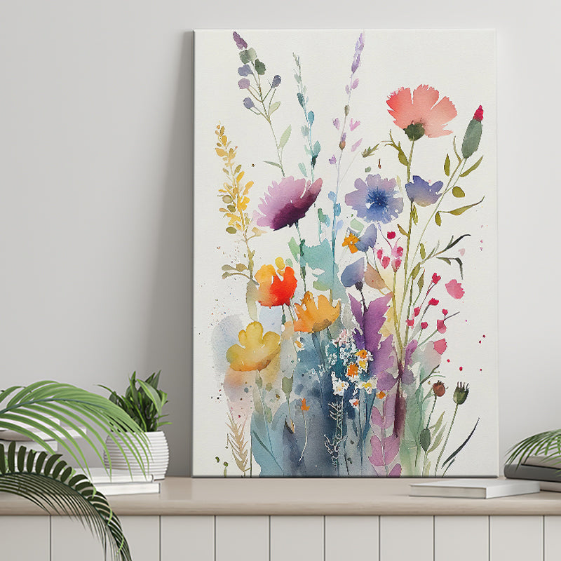 buy online Canvas Watercolor Ink flower Art, painting wall Gold