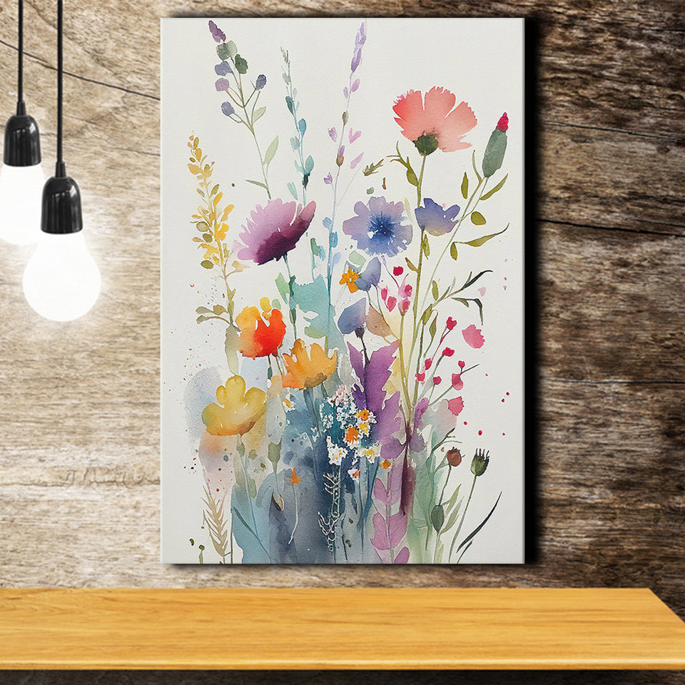 Colorful Wildflower Art, Bright Floral Watercolor Flowers V2 Canvas Pr –  UnixCanvas