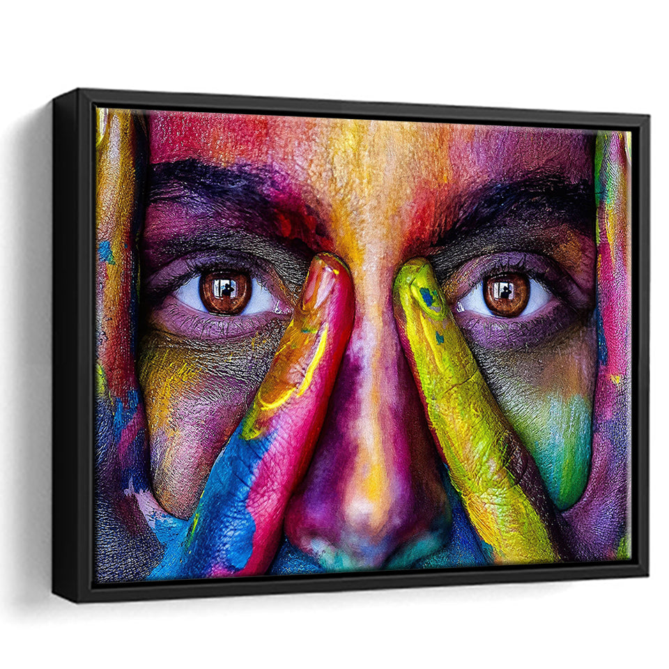Colorful Woman Face Framed Canvas Prints Wall Art Decor - Painting Canvas, Framed Picture, Home Decor