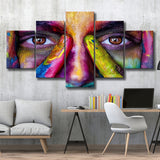 Colorful Woman Face 5 Pieces Canvas Prints Wall Art Decor - Painting Canvas, Mixed Canvas, Multi Panels