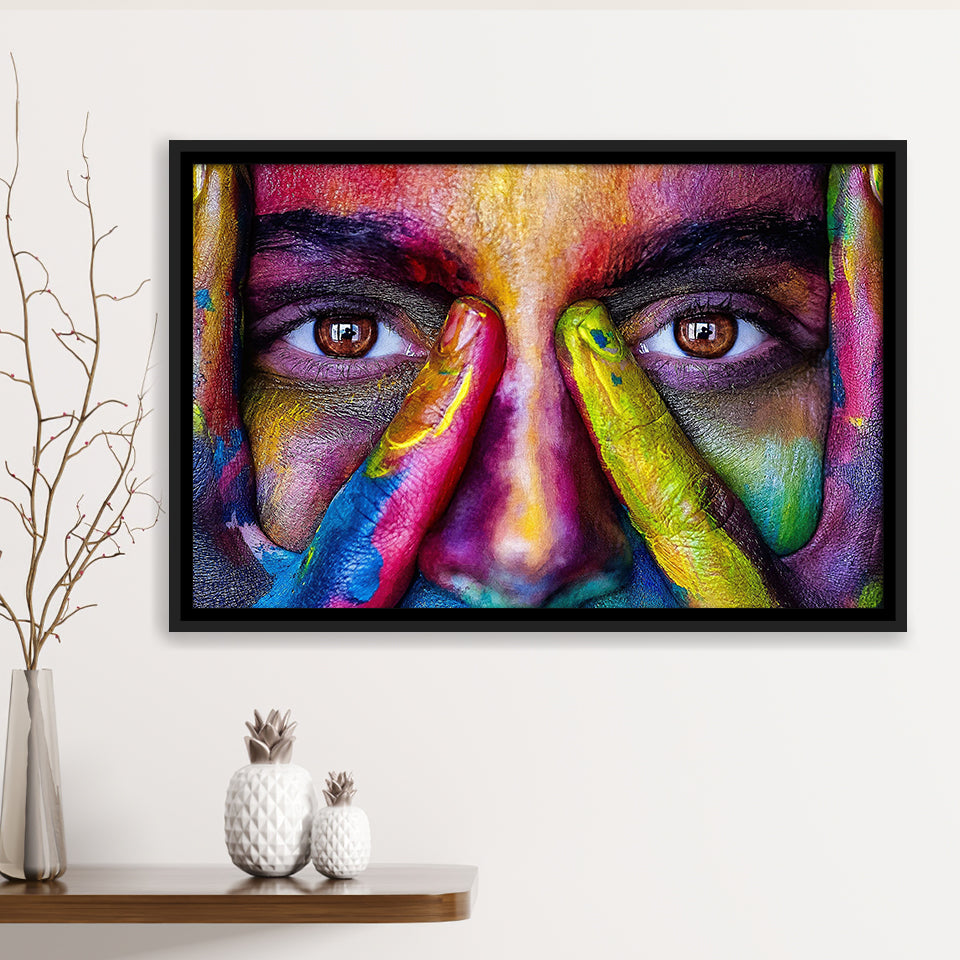 Colorful Woman Face Framed Canvas Prints Wall Art Decor - Painting Canvas, Framed Picture, Home Decor