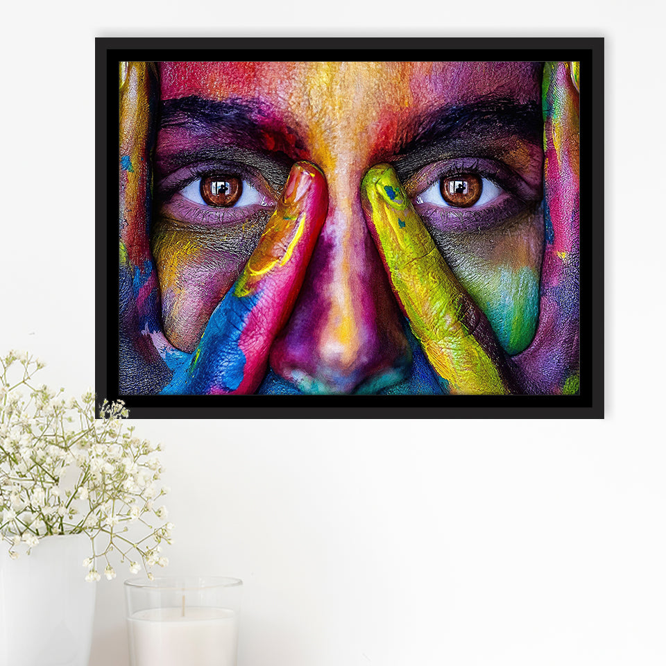 Colorful Woman Face Framed Canvas Prints Wall Art Decor - Painting Canvas, Framed Picture, Home Decor