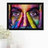 Colorful Woman Face Framed Canvas Prints Wall Art Decor - Painting Canvas, Framed Picture, Home Decor