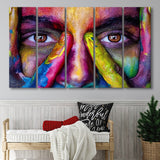 Colorful Woman Face 5 Piece B Canvas Prints Wall Art Decor, Multi Panels,Large Canvas, Home Decor