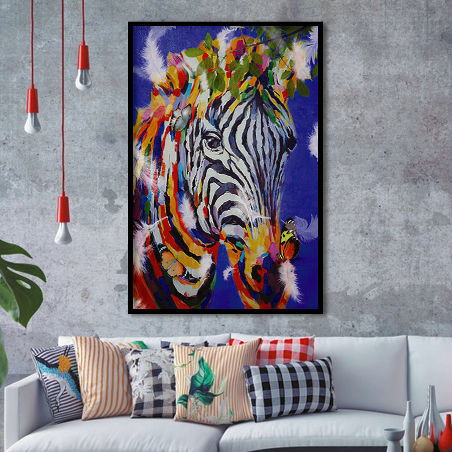 Colorful Zebra Butterflies Modern Framed Art Prints Wall Decor - Painting Prints, African Art, Home Decor,Framed Picture,For Sale