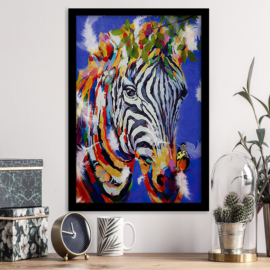 Colorful Zebra Butterflies Modern Framed Art Prints Wall Decor - Painting Prints, African Art, Home Decor,Framed Picture,For Sale