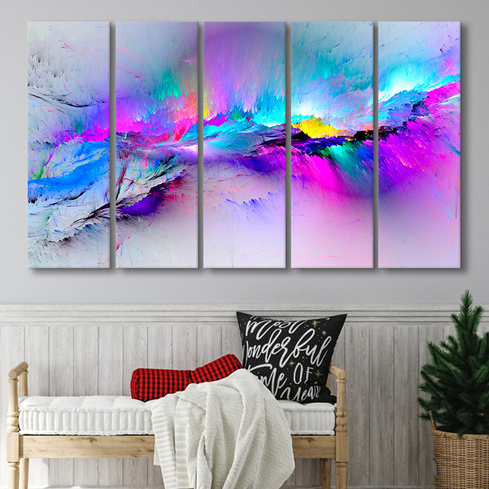 Colorful Abstract 5 Piece B Canvas Prints Wall Art, Multi Panels,Large Canvas