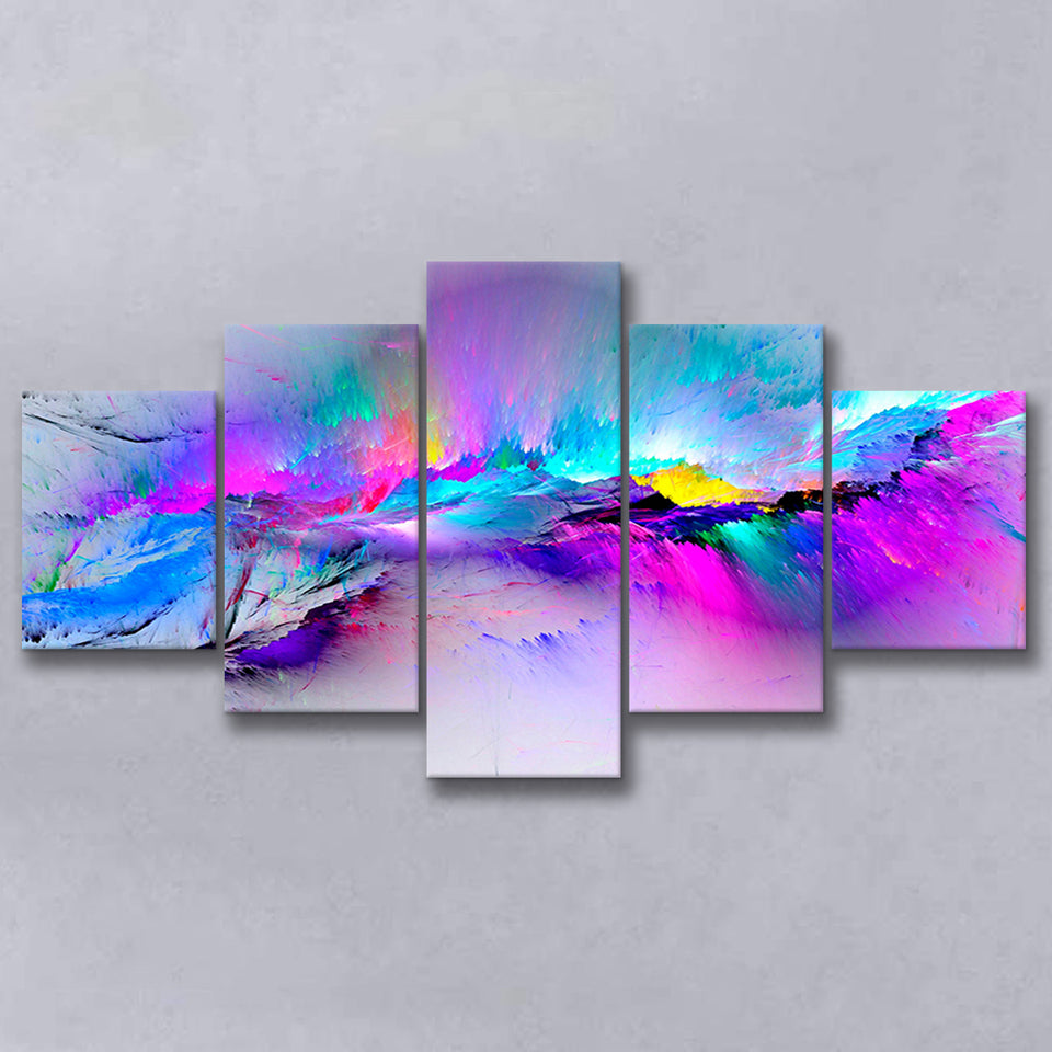 Colorful Abstract 5 Piece Canvas Prints Wall Art Decor, Multi Panels, Mixed Canvas