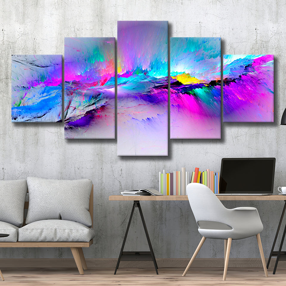 Colorful Abstract 5 Piece Canvas Prints Wall Art Decor, Multi Panels, Mixed Canvas