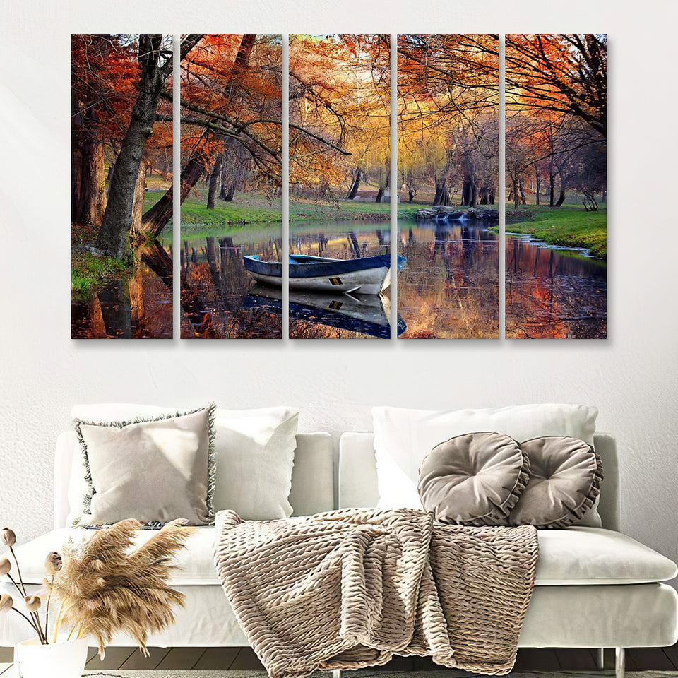 Colorful Autumn Landscape 5 Pieces Canvas Prints Wall Art - Painting Canvas, Multi Panels, Wall Decor