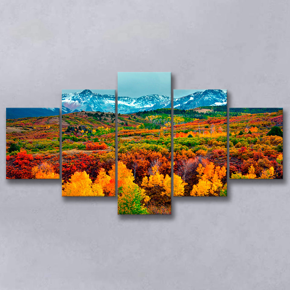 Colorful Mountains 5 Piece Canvas Prints Wall Art Decor, Multi Panels, Mixed Canvas