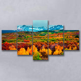 Colorful Mountains 5 Piece Canvas Prints Wall Art Decor, Multi Panels, Mixed Canvas