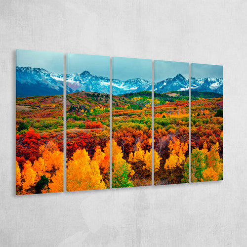 Colorful Mountains 5 Piece B Canvas Prints Wall Art, Multi Panels,Large Canvas