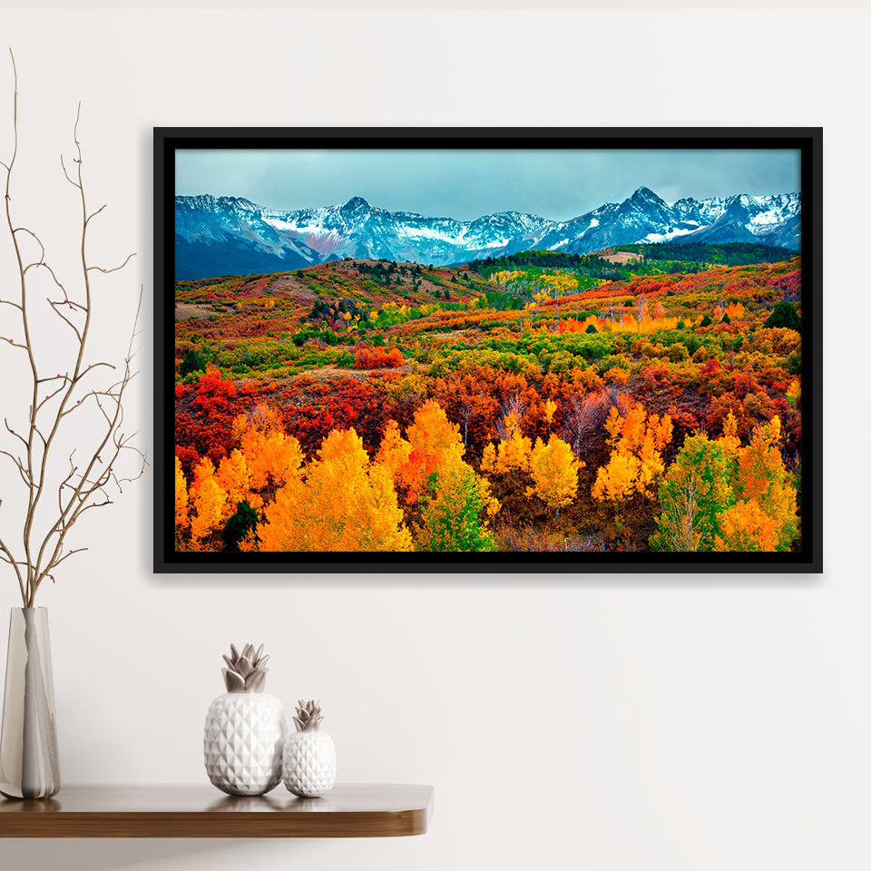 Colorful Mountains Framed Canvas Prints Wall Art Decor, Framed Picture, Floating Frame