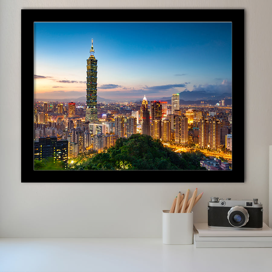 Colorful Nights At Taipei Framed Art Prints Wall Decor - Painting Prints, Wall Art, Framed Picture, Black Frame