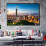 Colorful Nights At Taipei Framed Canvas Prints Wall Art - Painting Canvas, Wall Decor, Canvas Art, Floating Frame