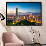 Colorful Nights At Taipei Framed Canvas Prints Wall Art - Painting Canvas, Wall Decor, Canvas Art, Floating Frame