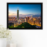 Colorful Nights At Taipei Framed Canvas Prints Wall Art - Painting Canvas, Wall Decor, Canvas Art, Floating Frame