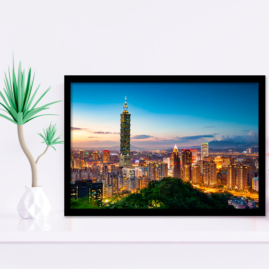 Colorful Nights At Taipei Framed Art Prints Wall Decor - Painting Prints, Wall Art, Framed Picture, Black Frame