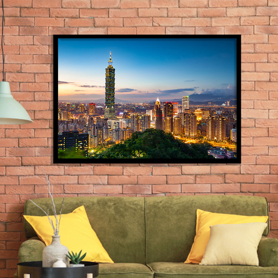 Colorful Nights At Taipei Framed Art Prints Wall Decor - Painting Prints, Wall Art, Framed Picture, Black Frame