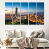 Colorful Nights At Taipei 5 Pieces B Canvas Prints Wall Art - Painting Canvas, Multi Panel, Wall Decor, Canvas Art