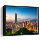 Colorful Nights At Taipei Framed Canvas Prints Wall Art - Painting Canvas, Wall Decor, Canvas Art, Floating Frame
