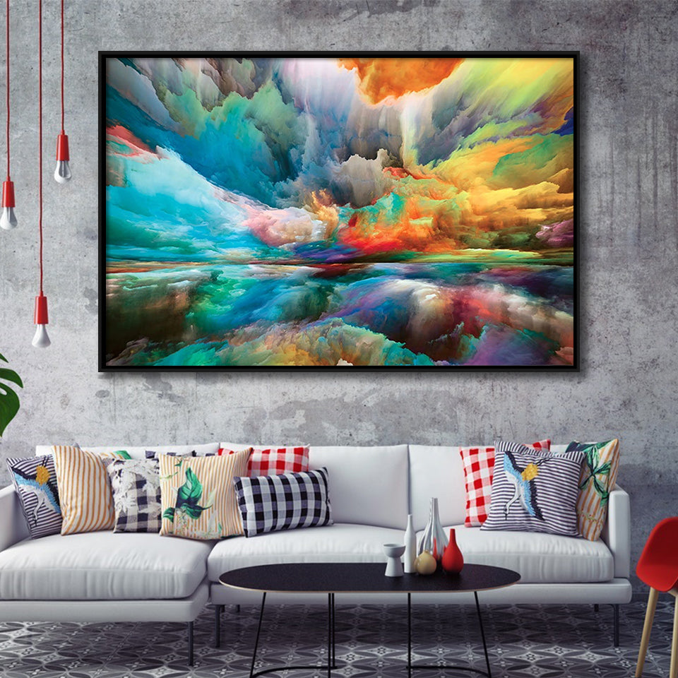 Colourful Clouds Wall Art Abstract Replica Framed Canvas Prints Wall Art Decor, Framed Picture, Floating Frame