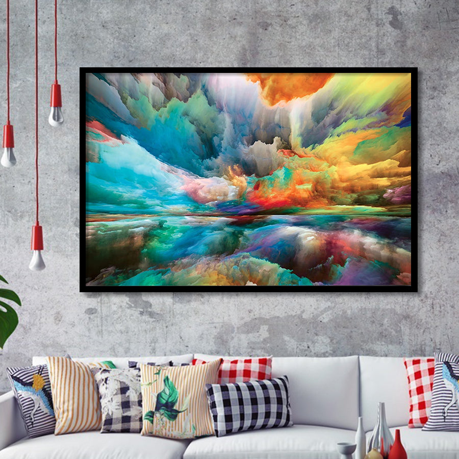 Colourful Clouds Wall Art Abstract Replica Framed Art Prints Wall Art Decor, Framed Picture, Home Decor