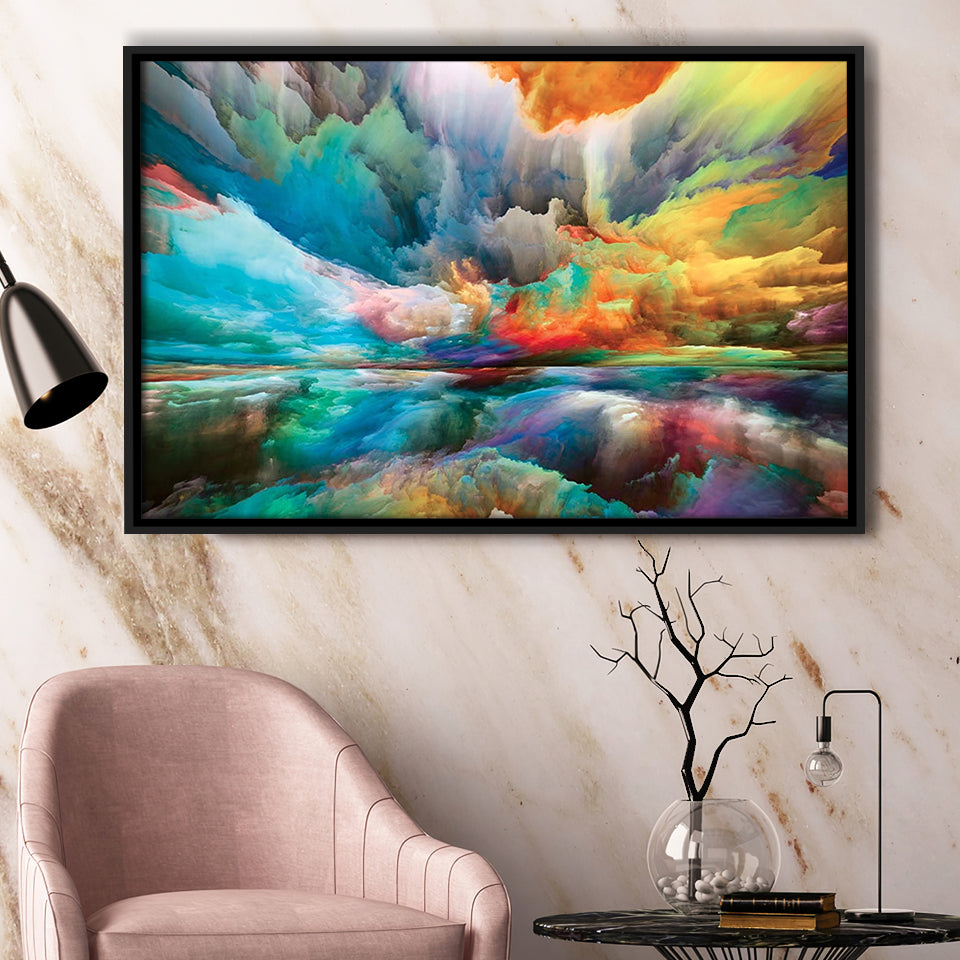 Colourful Clouds Wall Art Abstract Replica Framed Canvas Prints Wall Art Decor, Framed Picture, Floating Frame