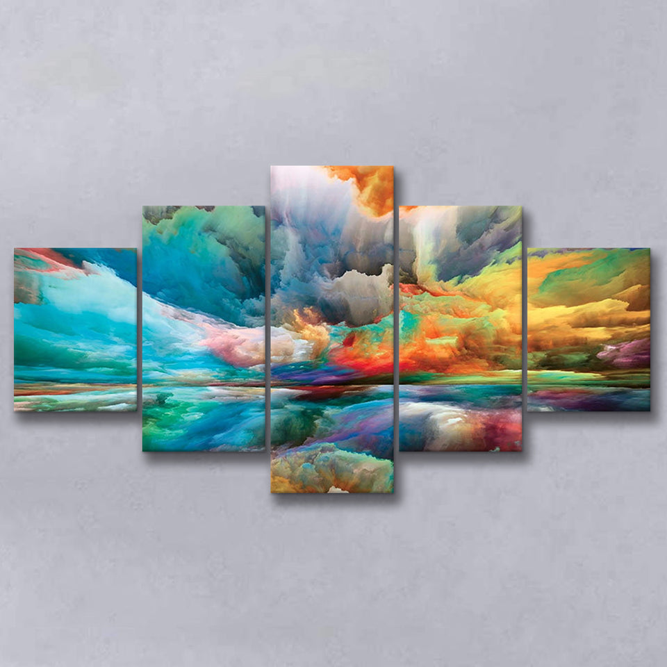 Colourful Clouds Wall Art Abstract Replica 5 Piece Canvas Prints Wall Art Decor, Multi Panels, Mixed Canvas