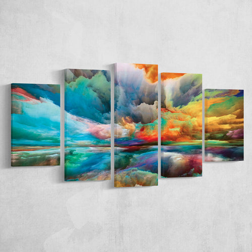 Colourful Clouds Wall Art Abstract Replica 5 Piece Canvas Prints Wall Art Decor, Multi Panels, Mixed Canvas