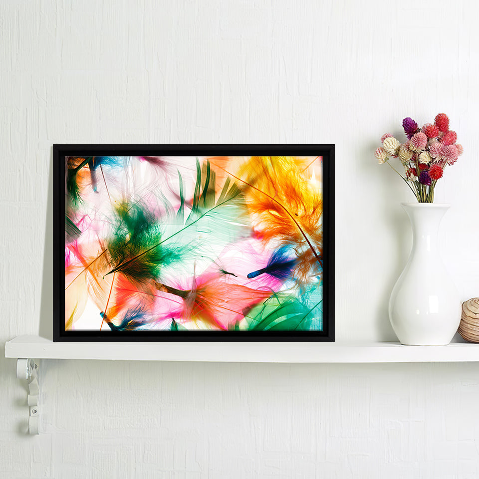 Colourful Feather Design Framed Canvas Wall Art - Canvas Prints, Framed Art, Prints for Sale, Canvas Painting
