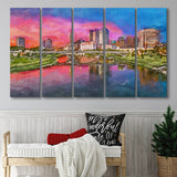 Columbus Ohio Usa Skyline On River 5 Pieces Extra Large Canvas Prints Wall Art Home Decor
