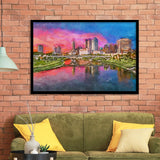 Columbus Ohio Usa Skyline On River City Art Watercolor Framed Art Prints Wall Art Decor,Framed Picture