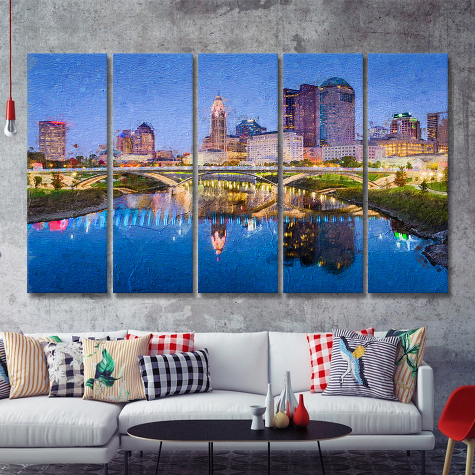 Columbus 5 Piece B Canvas Prints Wall Art Decor - Painting Canvas, Multi Panels
