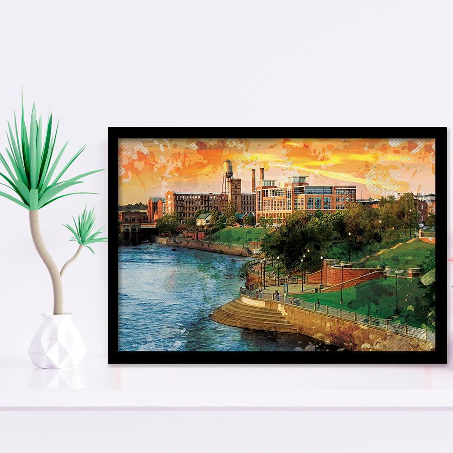 Columbus, Georgia, Columbus Skyline, Framed Art Prints Wall Art Home Decor, Ready to Hang