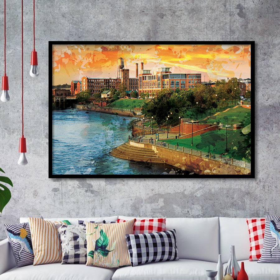 Columbus, Georgia, Columbus Skyline, Framed Art Prints Wall Art Home Decor, Ready to Hang