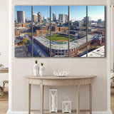 Columbus Clippers Wall Art Huntington Park Stadium Canvas Prints Baseball,Multi Panels B,Sport Stadium Art Prints, Fan Gift