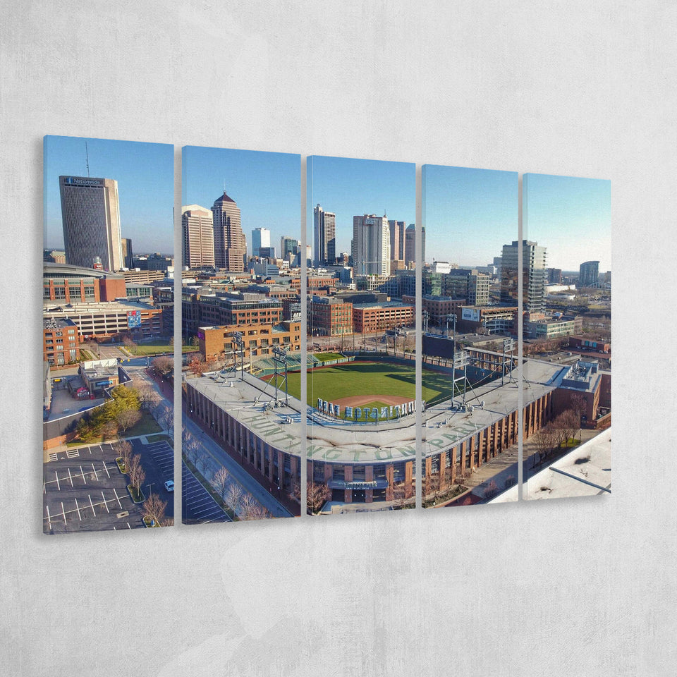 Columbus Clippers Wall Art Huntington Park Stadium Canvas Prints Baseball,Multi Panels B,Sport Stadium Art Prints, Fan Gift