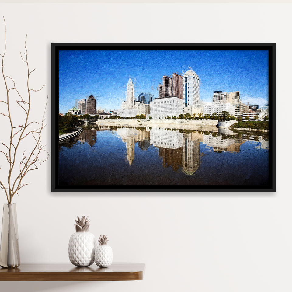 Columbus Skyline Framed Canvas Prints Wall Art Decor - Paiting Canvas, Art Prints, Floating Frame