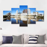 Columbus Skyline 5 Piece Canvas Prints Wall Art Decor - Painting Canvas, Multi Panels