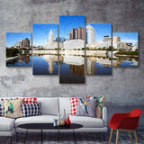 Columbus Skyline 5 Piece Canvas Prints Wall Art Decor - Painting Canvas, Multi Panels