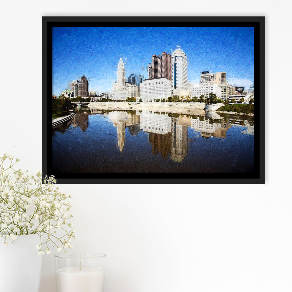 Columbus Skyline Framed Canvas Prints Wall Art Decor - Paiting Canvas, Art Prints, Floating Frame