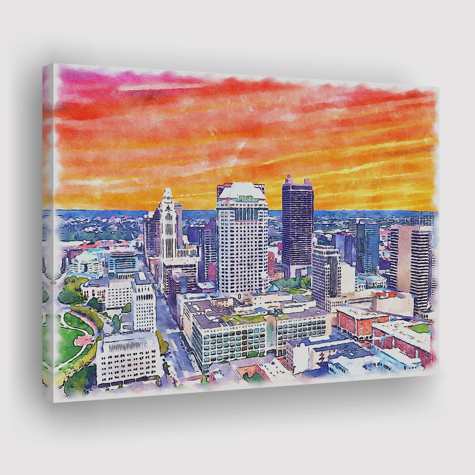 Columbus Watercolor Columbus Ohio, Sport Art Prints Fan Gift, Canvas Prints Wall Art Decor
