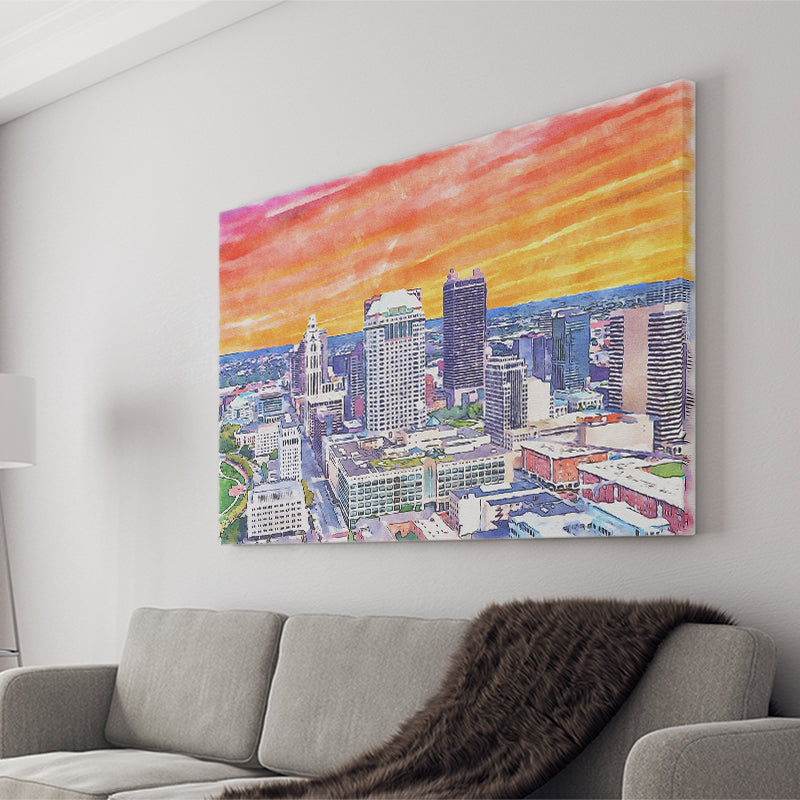Columbus Watercolor Columbus Ohio, Sport Art Prints Fan Gift, Canvas Prints Wall Art Decor