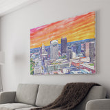 Columbus Watercolor Columbus Ohio, Sport Art Prints Fan Gift, Canvas Prints Wall Art Decor