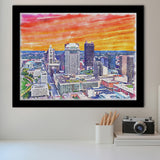 Columbus Watercolor Columbus Ohio, Sport Prints Fan Gift, Framed Art Prints Wall Art Decor