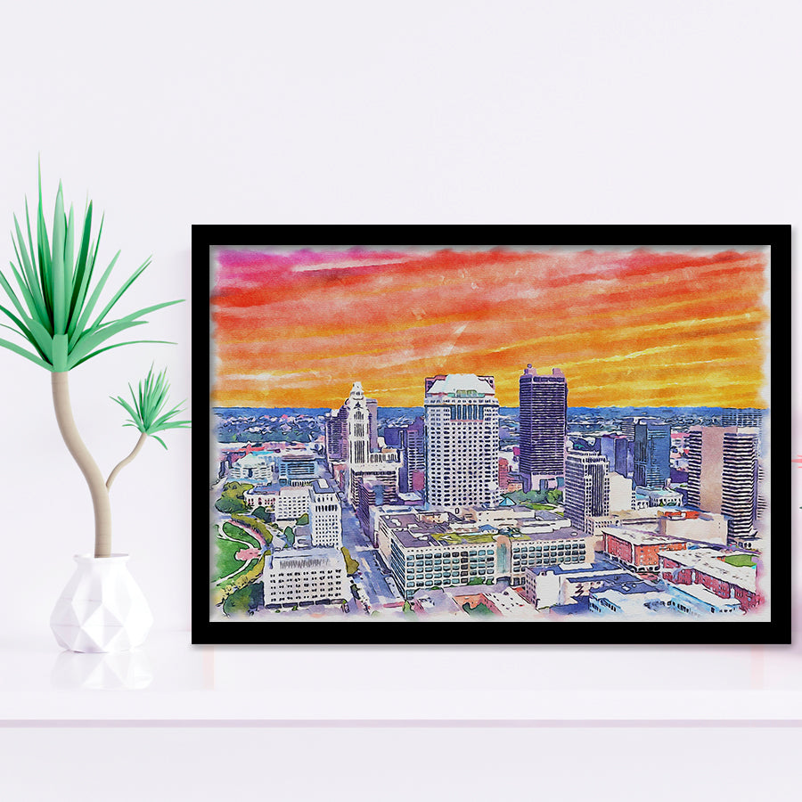 Columbus Watercolor Columbus Ohio, Sport Prints Fan Gift, Framed Art Prints Wall Art Decor