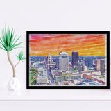 Columbus Watercolor Columbus Ohio, Sport Prints Fan Gift, Framed Art Prints Wall Art Decor